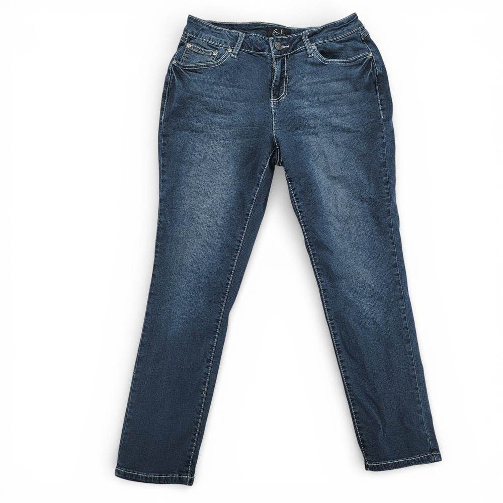 Earl Jeans Skinny 12P Petite Stretch Denim Dark Wash‎ Bling Pockets Embellished